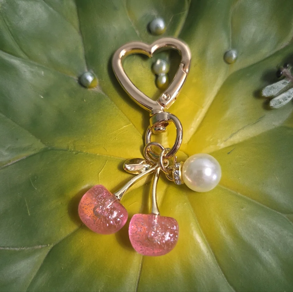 Cherry Blossom Bag Charm/Keychain, Pink, NEW - Picture 3 of 7